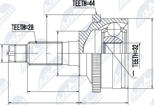 NTY NPZ-MZ-021 - Шарнирный комплект, ШРУС, приводной вал avtokuzovplus.com.ua