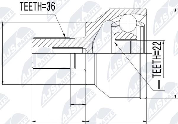 NTY NPZ-MZ-043 - Шарнирный комплект, ШРУС, приводной вал avtokuzovplus.com.ua