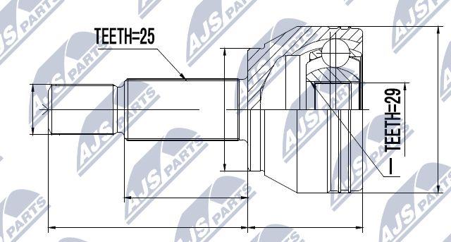 NTY NPZ-MZ-060 - Шарнирный комплект, ШРУС, приводной вал avtokuzovplus.com.ua