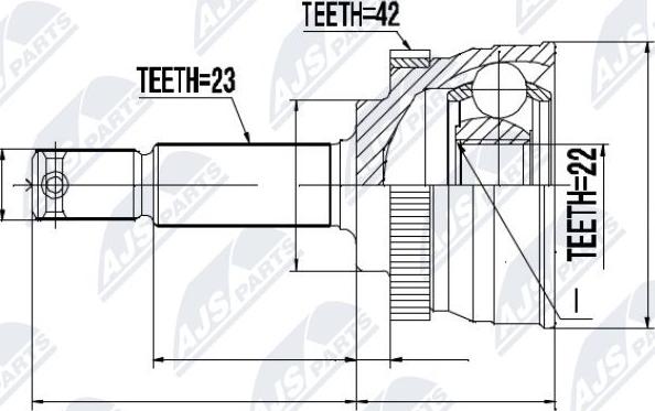 NTY NPZ-NS-038 - Шарнірний комплект, ШРУС, приводний вал autocars.com.ua