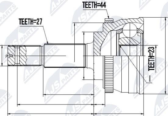 NTY NPZ-NS-053 - Шарнірний комплект, ШРУС, приводний вал autocars.com.ua