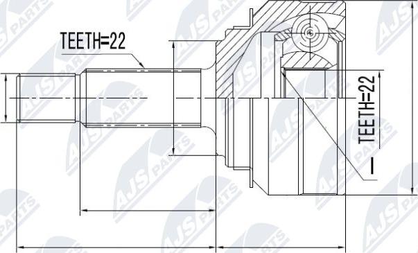 NTY NPZ-SK-001 - Шарнирный комплект, ШРУС, приводной вал avtokuzovplus.com.ua