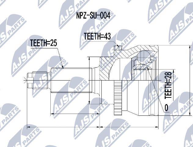 NTY NPZ-SU-004 - Шарнирный комплект, ШРУС, приводной вал avtokuzovplus.com.ua