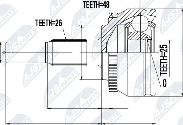 NTY NPZ-VV-001 - Шарнирный комплект, ШРУС, приводной вал avtokuzovplus.com.ua