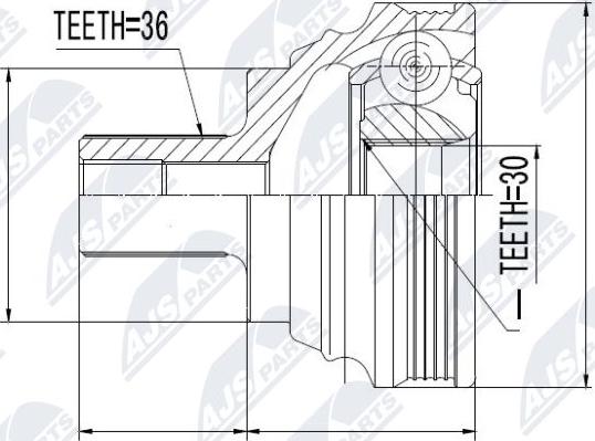 NTY NPZ-VW-030 - Шарнірний комплект, ШРУС, приводний вал autocars.com.ua