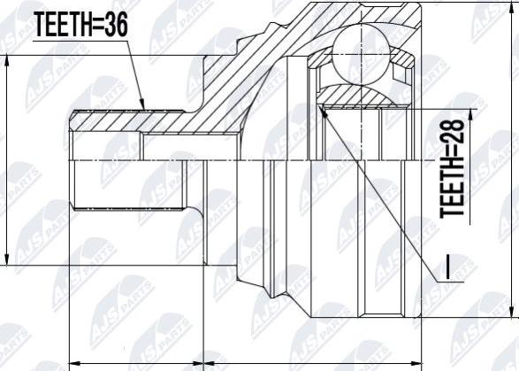 NTY NPZ-VW-040 - Шарнирный комплект, ШРУС, приводной вал avtokuzovplus.com.ua