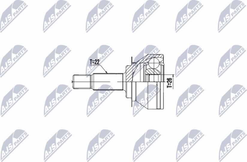 NTY NPZ-VW-046 - Шарнірний комплект, ШРУС, приводний вал autocars.com.ua