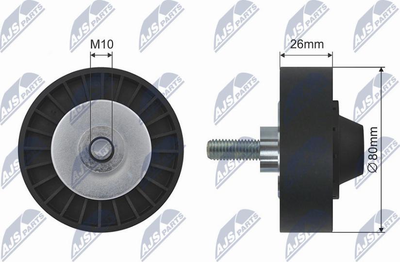 NTY RRK-JG-000 - Паразитний / провідний ролик, поліклиновий ремінь autocars.com.ua