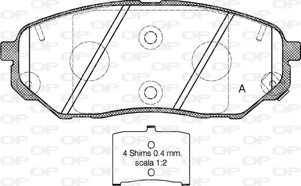 Open Parts BPA1661.02 - Гальмівні колодки, дискові гальма autocars.com.ua
