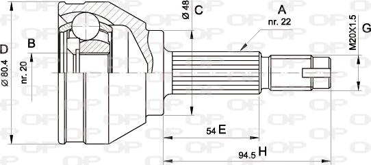 Open Parts CVJ5002.10 - Шарнірний комплект, ШРУС, приводний вал autocars.com.ua