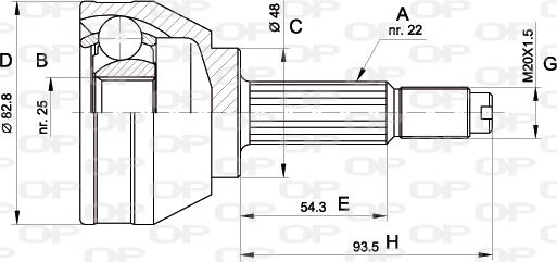 Open Parts CVJ5003.10 - Шарнірний комплект, ШРУС, приводний вал autocars.com.ua