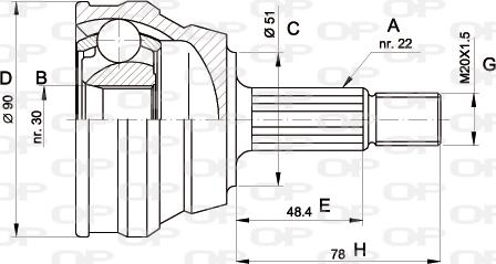Open Parts CVJ5008.10 - Шарнірний комплект, ШРУС, приводний вал autocars.com.ua
