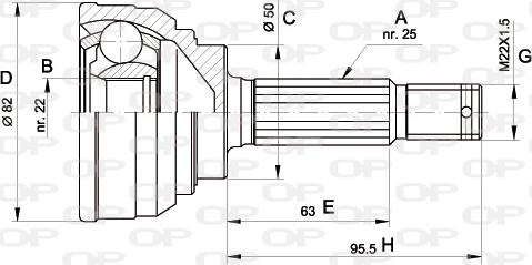 Open Parts CVJ5022.10 - Шарнірний комплект, ШРУС, приводний вал autocars.com.ua