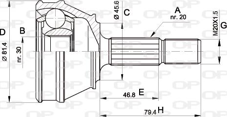 Open Parts CVJ5030.10 - Шарнірний комплект, ШРУС, приводний вал autocars.com.ua