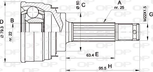 Open Parts CVJ5043.10 - Шарнірний комплект, ШРУС, приводний вал autocars.com.ua