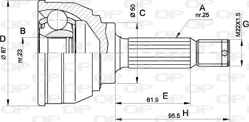Open Parts CVJ5044.10 - Шарнирный комплект, ШРУС, приводной вал autodnr.net