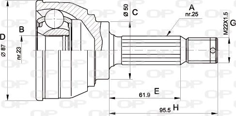 Open Parts CVJ5044.10 - Шарнірний комплект, ШРУС, приводний вал autocars.com.ua