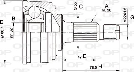 Open Parts CVJ5049.10 - Шарнірний комплект, ШРУС, приводний вал autocars.com.ua