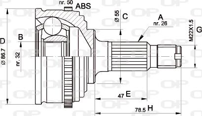 Open Parts CVJ5050.10 - Шарнірний комплект, ШРУС, приводний вал autocars.com.ua