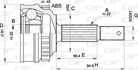 Open Parts CVJ5054.10 - Шарнірний комплект, ШРУС, приводний вал autocars.com.ua