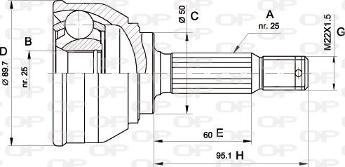 Open Parts CVJ5061.10 - Шарнірний комплект, ШРУС, приводний вал autocars.com.ua