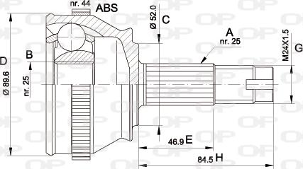 Open Parts CVJ5092.10 - Шарнірний комплект, ШРУС, приводний вал autocars.com.ua