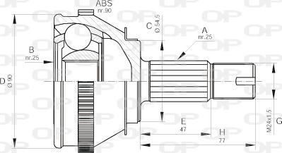 Open Parts CVJ5093.10 - Шарнірний комплект, ШРУС, приводний вал autocars.com.ua