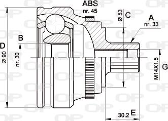 Open Parts CVJ5110.10 - Шарнірний комплект, ШРУС, приводний вал autocars.com.ua