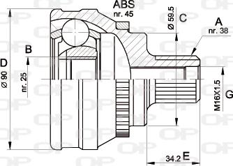 Open Parts CVJ5119.10 - Шарнірний комплект, ШРУС, приводний вал autocars.com.ua