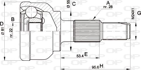 Open Parts CVJ5124.10 - Шарнірний комплект, ШРУС, приводний вал autocars.com.ua