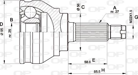 Open Parts CVJ5151.10 - Шарнірний комплект, ШРУС, приводний вал autocars.com.ua