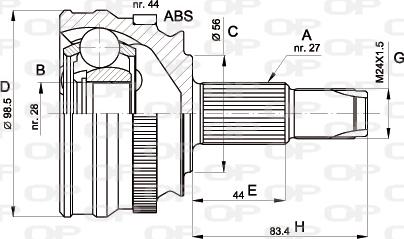 Open Parts CVJ5152.10 - Шарнірний комплект, ШРУС, приводний вал autocars.com.ua