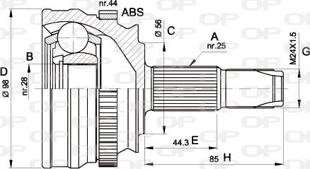 Open Parts CVJ5153.10 - Шарнірний комплект, ШРУС, приводний вал autocars.com.ua