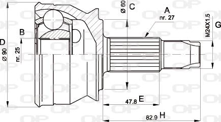 Open Parts CVJ5154.10 - Шарнірний комплект, ШРУС, приводний вал autocars.com.ua