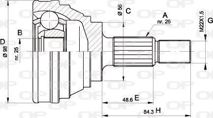 Open Parts CVJ5166.10 - Шарнірний комплект, ШРУС, приводний вал autocars.com.ua