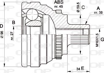 Open Parts CVJ5174.10 - Шарнирный комплект, ШРУС, приводной вал autodnr.net