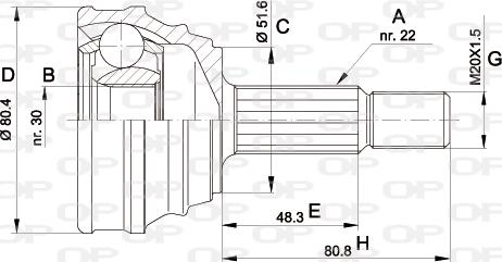 Open Parts CVJ5190.10 - Шарнірний комплект, ШРУС, приводний вал autocars.com.ua