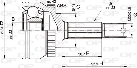 Open Parts CVJ5193.10 - Шарнірний комплект, ШРУС, приводний вал autocars.com.ua