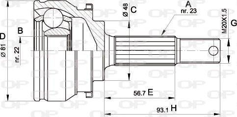 Open Parts CVJ5194.10 - Шарнірний комплект, ШРУС, приводний вал autocars.com.ua