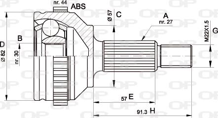 Open Parts CVJ5201.10 - Шарнірний комплект, ШРУС, приводний вал autocars.com.ua