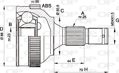 Open Parts CVJ5206.10 - Шарнірний комплект, ШРУС, приводний вал autocars.com.ua