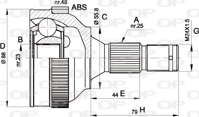 Open Parts CVJ5208.10 - Шарнірний комплект, ШРУС, приводний вал autocars.com.ua