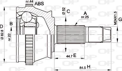 Open Parts CVJ5210.10 - Шарнірний комплект, ШРУС, приводний вал autocars.com.ua