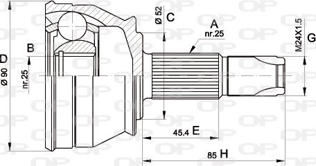 Open Parts CVJ5211.10 - Шарнірний комплект, ШРУС, приводний вал autocars.com.ua
