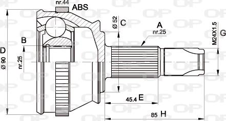Open Parts CVJ5212.10 - Шарнірний комплект, ШРУС, приводний вал autocars.com.ua