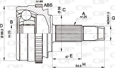 Open Parts CVJ5214.10 - Шарнірний комплект, ШРУС, приводний вал autocars.com.ua