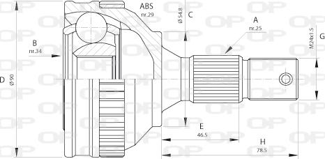 Open Parts CVJ5216.10 - Шарнірний комплект, ШРУС, приводний вал autocars.com.ua