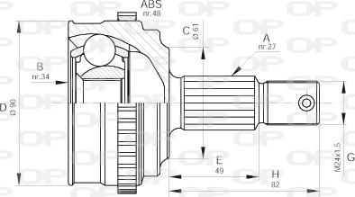 Open Parts CVJ5220.10 - Шарнірний комплект, ШРУС, приводний вал autocars.com.ua