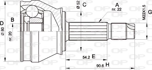 Open Parts CVJ5223.10 - Шарнірний комплект, ШРУС, приводний вал autocars.com.ua