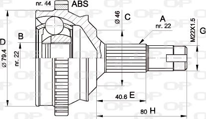 Open Parts CVJ5225.10 - Шарнірний комплект, ШРУС, приводний вал autocars.com.ua